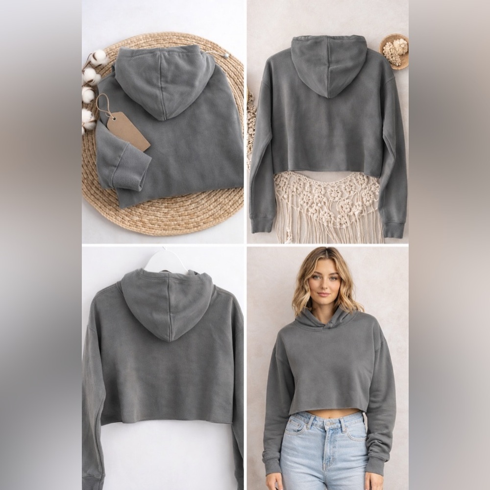 NWT Wild Fable Olive Cropped Hoodie Sweatshirt Pullover Women’s Size Medium - Picture 2 of 7
